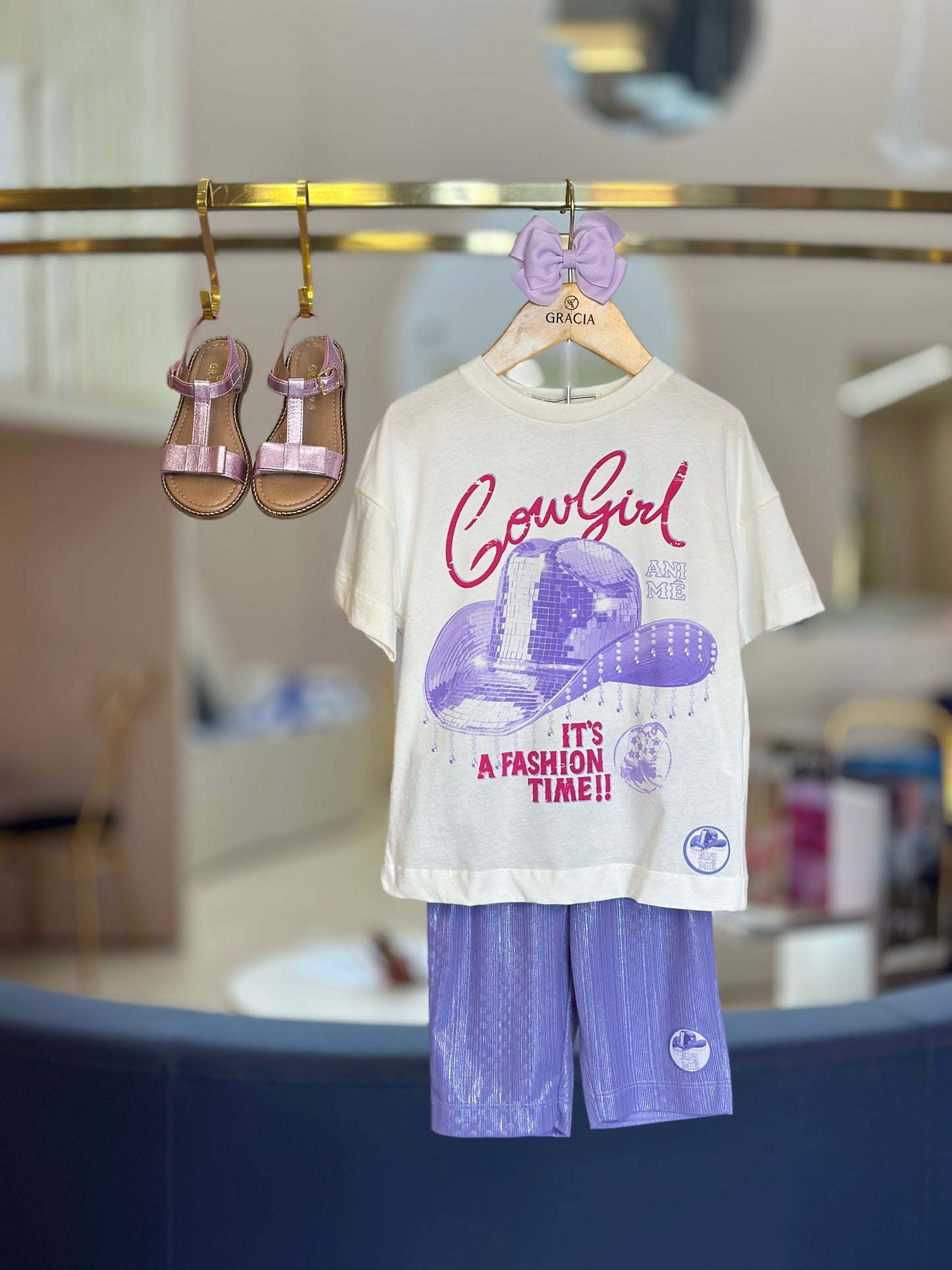 Conjunto Infantil Blusa e Bermuda Summer Collection Lilás - Animê