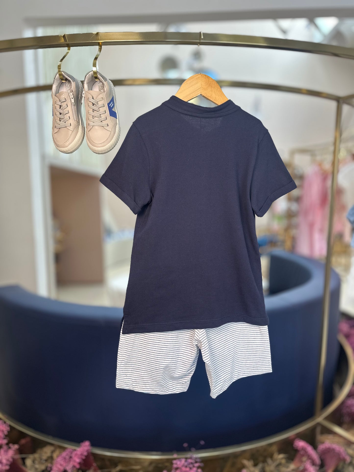 Conjunto Infantil Camisa Marinho e Bermuda de Sarja - Charpey