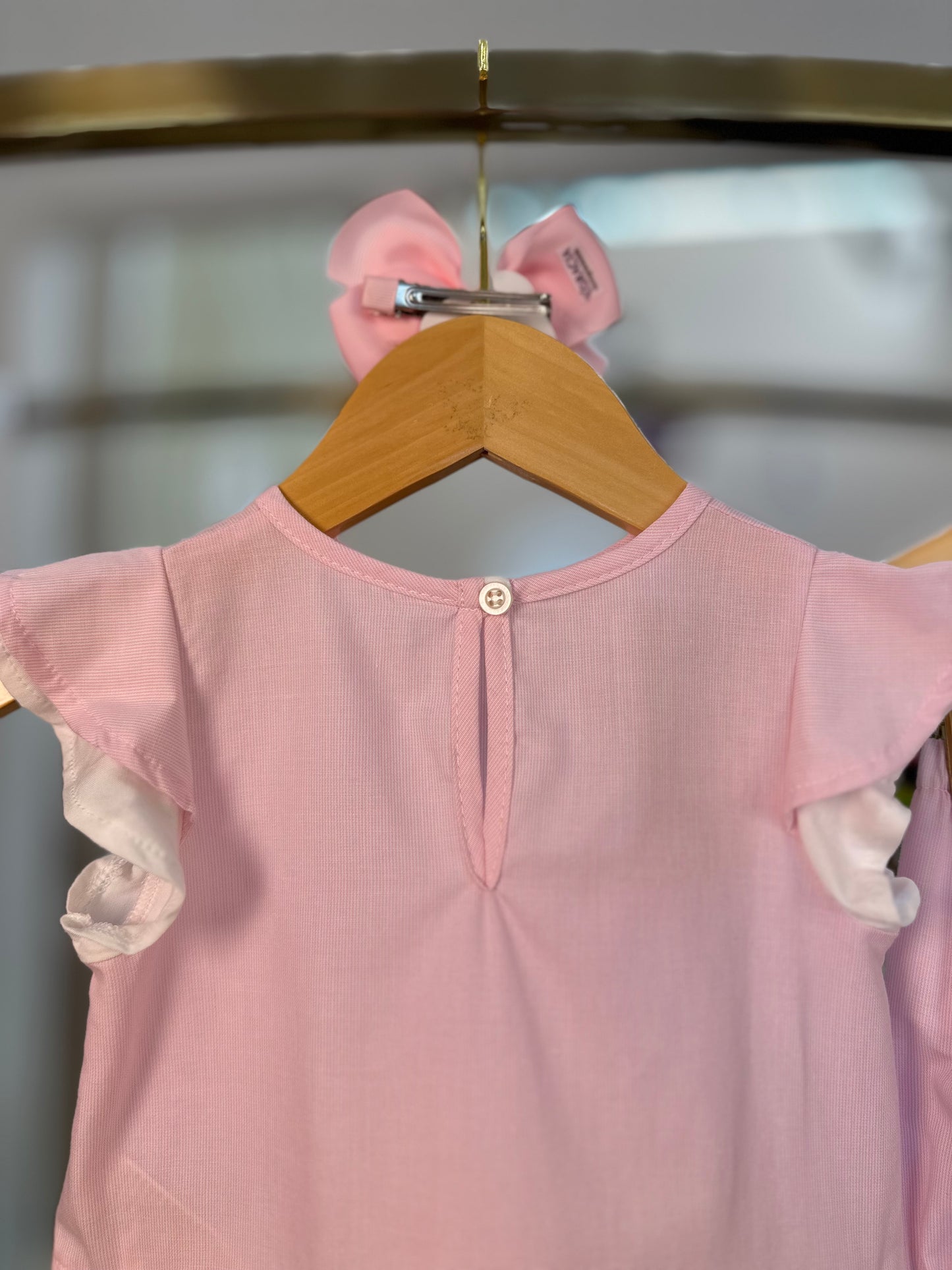 Conjunto Bebê Bata e Shorts de Algodão Rosa - Charpey
