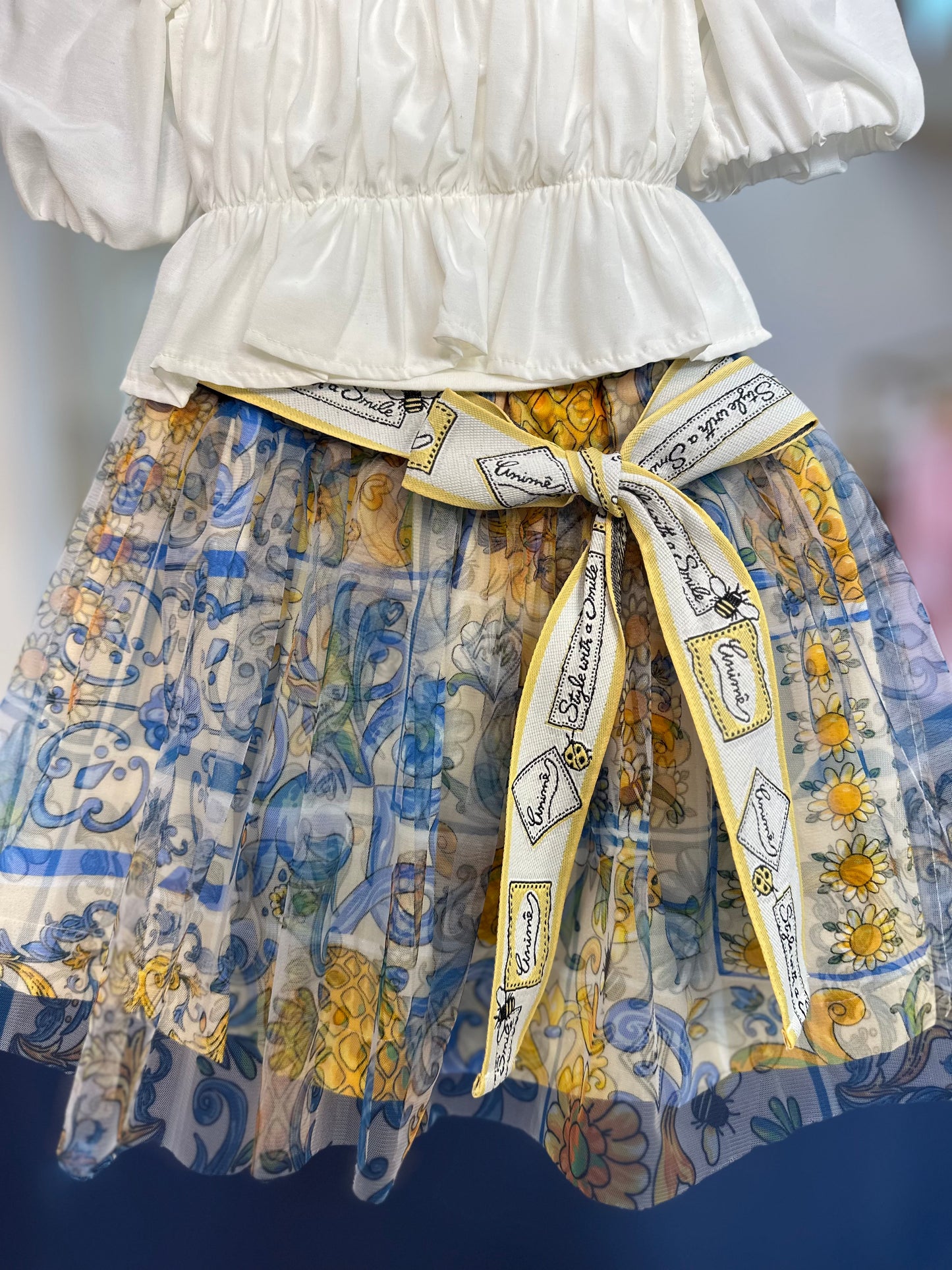 Conjunto Infantil Blusa Babados e Saia Tule Abelhinhas - Animê