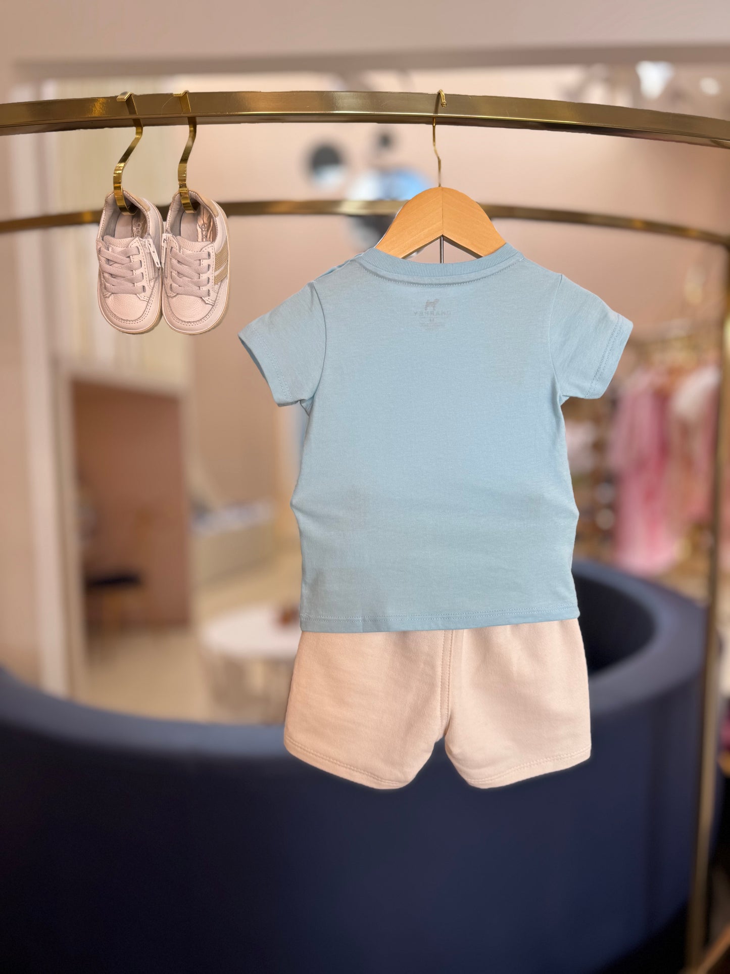 Conjunto Infantil Camiseta Algodão Azul e Bermuda Moletom Off - Charpey