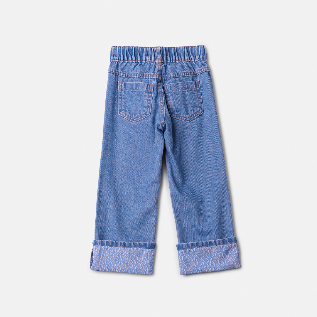 Calça Jeans Infantil Barra Bordada - Animê