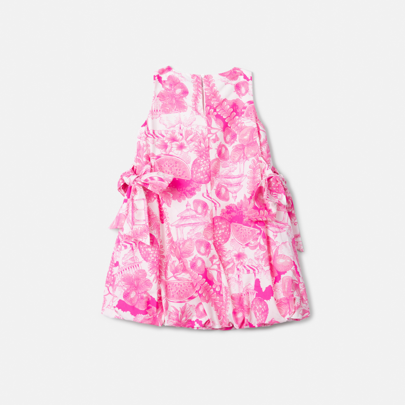 Vestido Infantil Balonê Laços Laterais Floral Pink - Animê