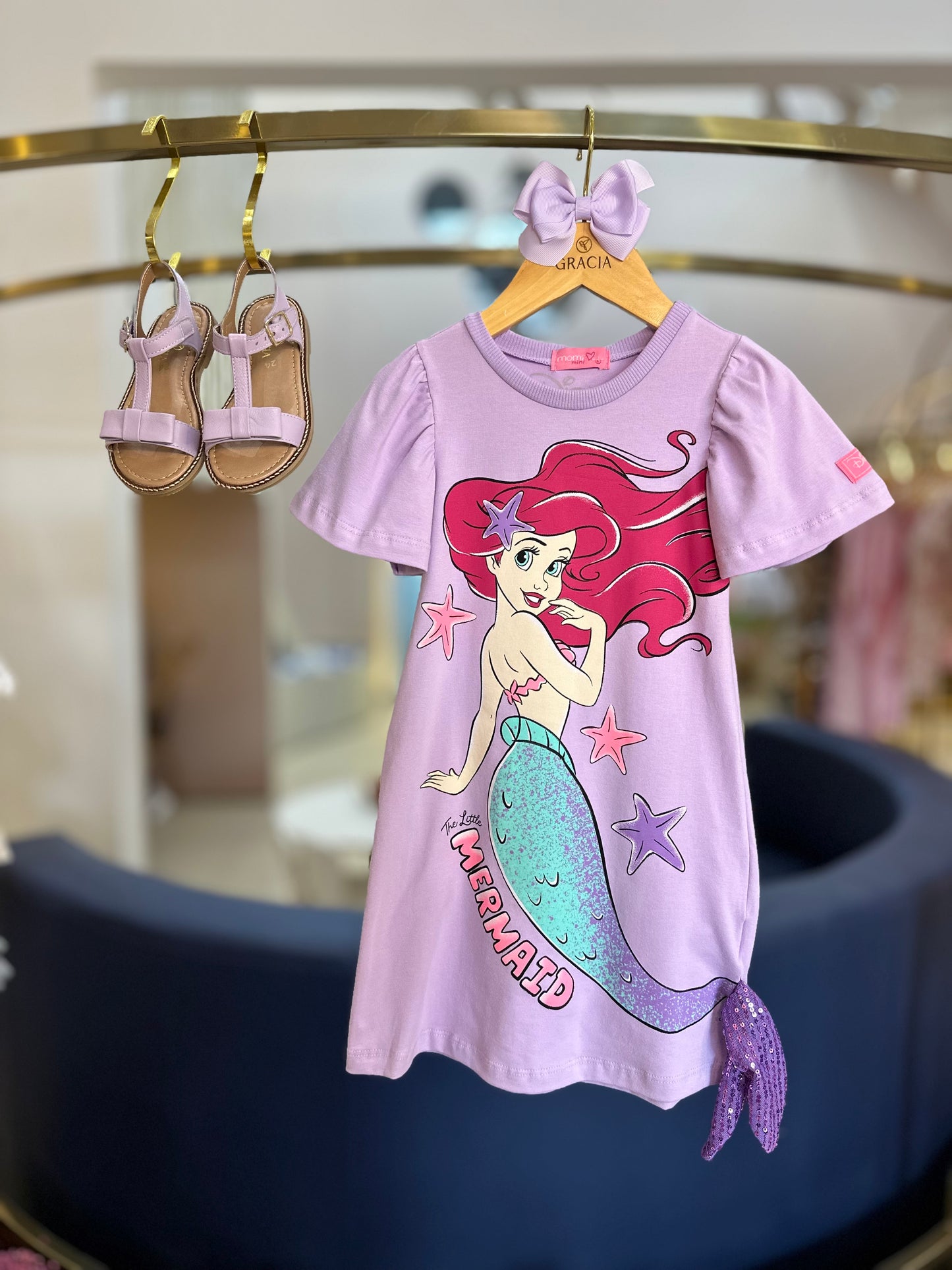 Vestido Infantil Pequena Sereia Lavanda - Momi