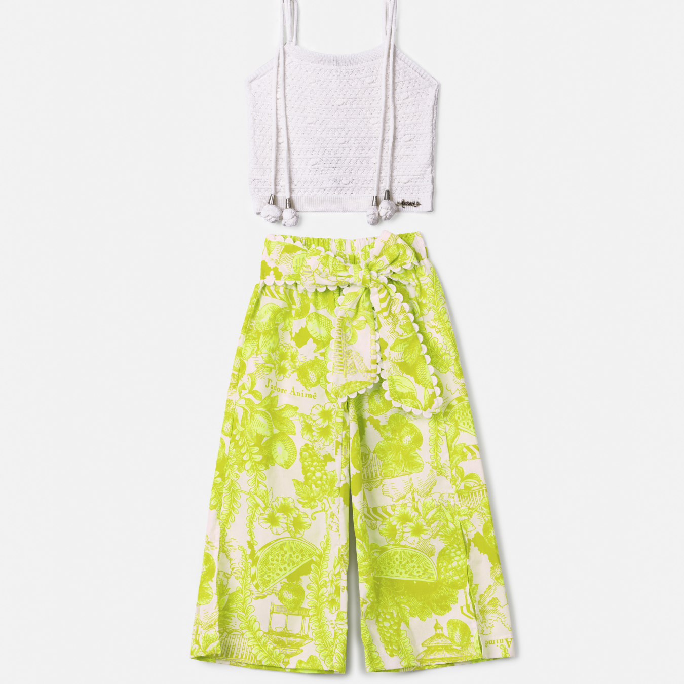Conjunto Infantil Blusa Tricot e Calça Laise Verde Melão - Animê
