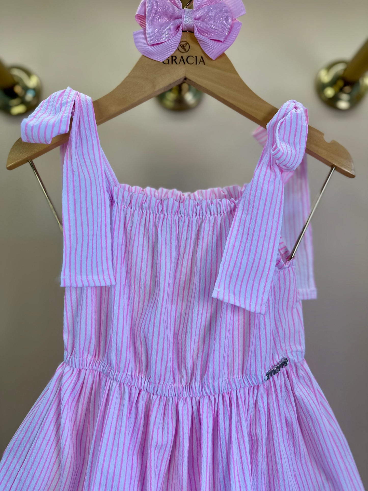 Vestido Infantil Anarruga Bordado Flores - Momi