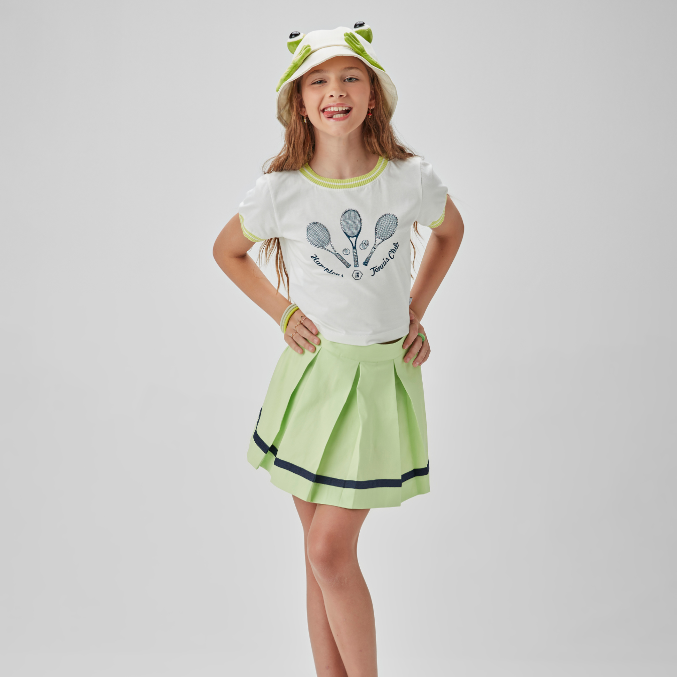 Conjunto Teen Teninsta Blusa e Saia-shorts Sarja Acetinada Verde - Two In PRÉ-VENDA