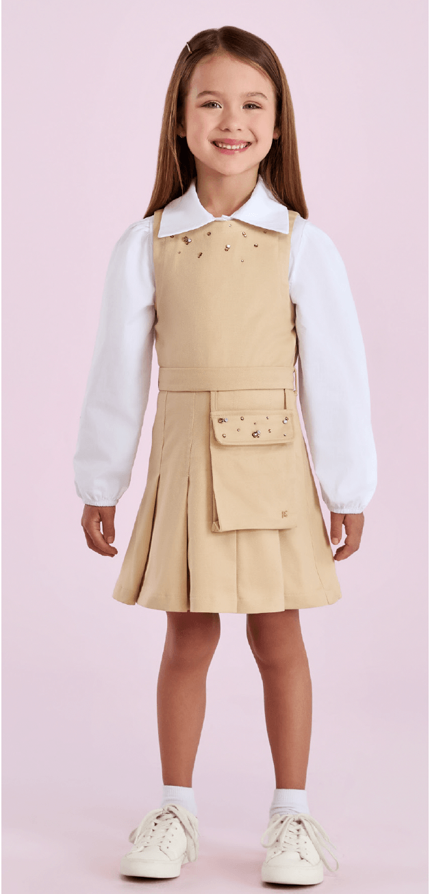 Vestido Bege Strass & Bolsa - Petit Cherie - Gracia