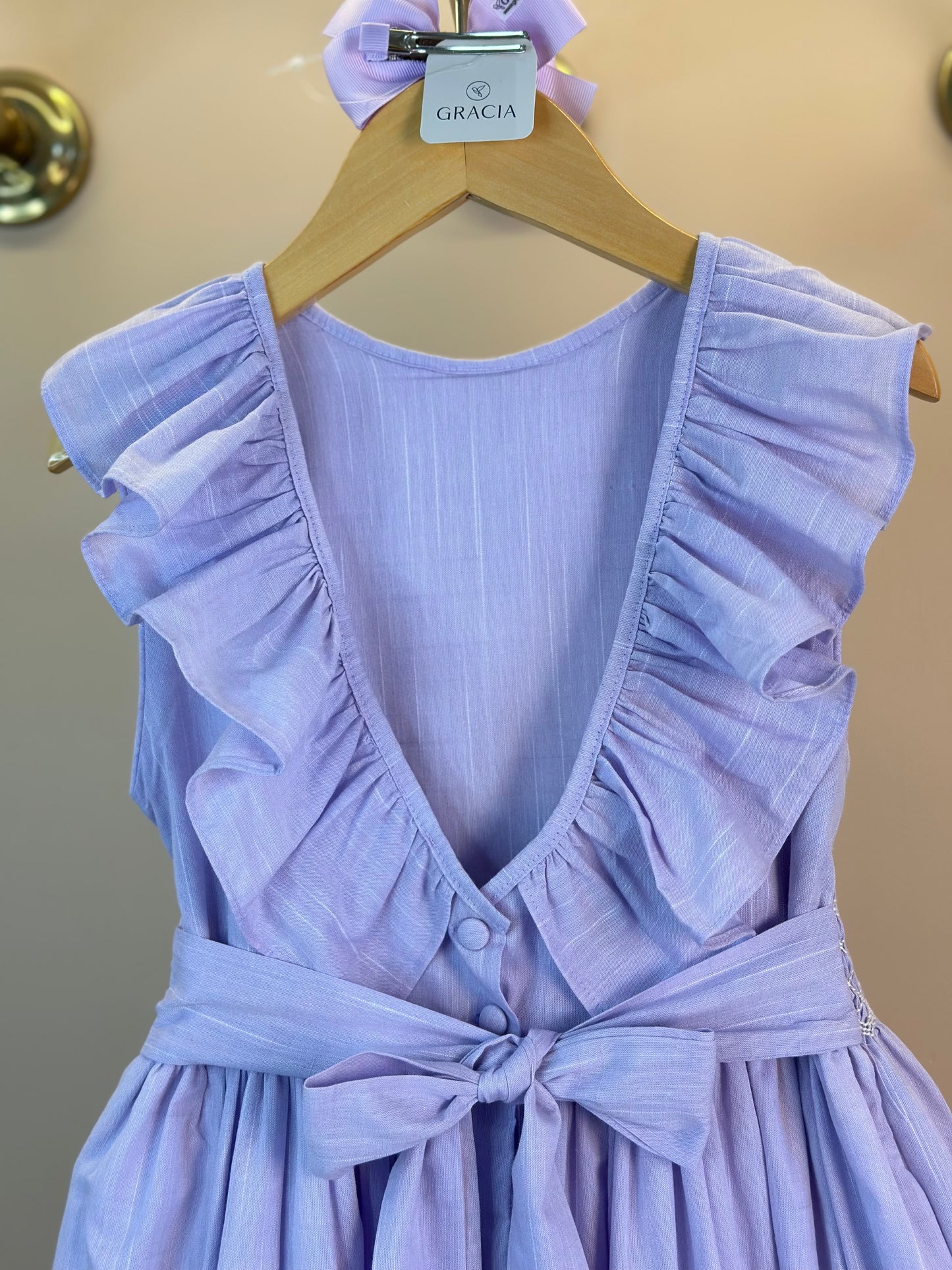 Vestido Infantil Clássico Algodão Isaura Lavanda - Gracia