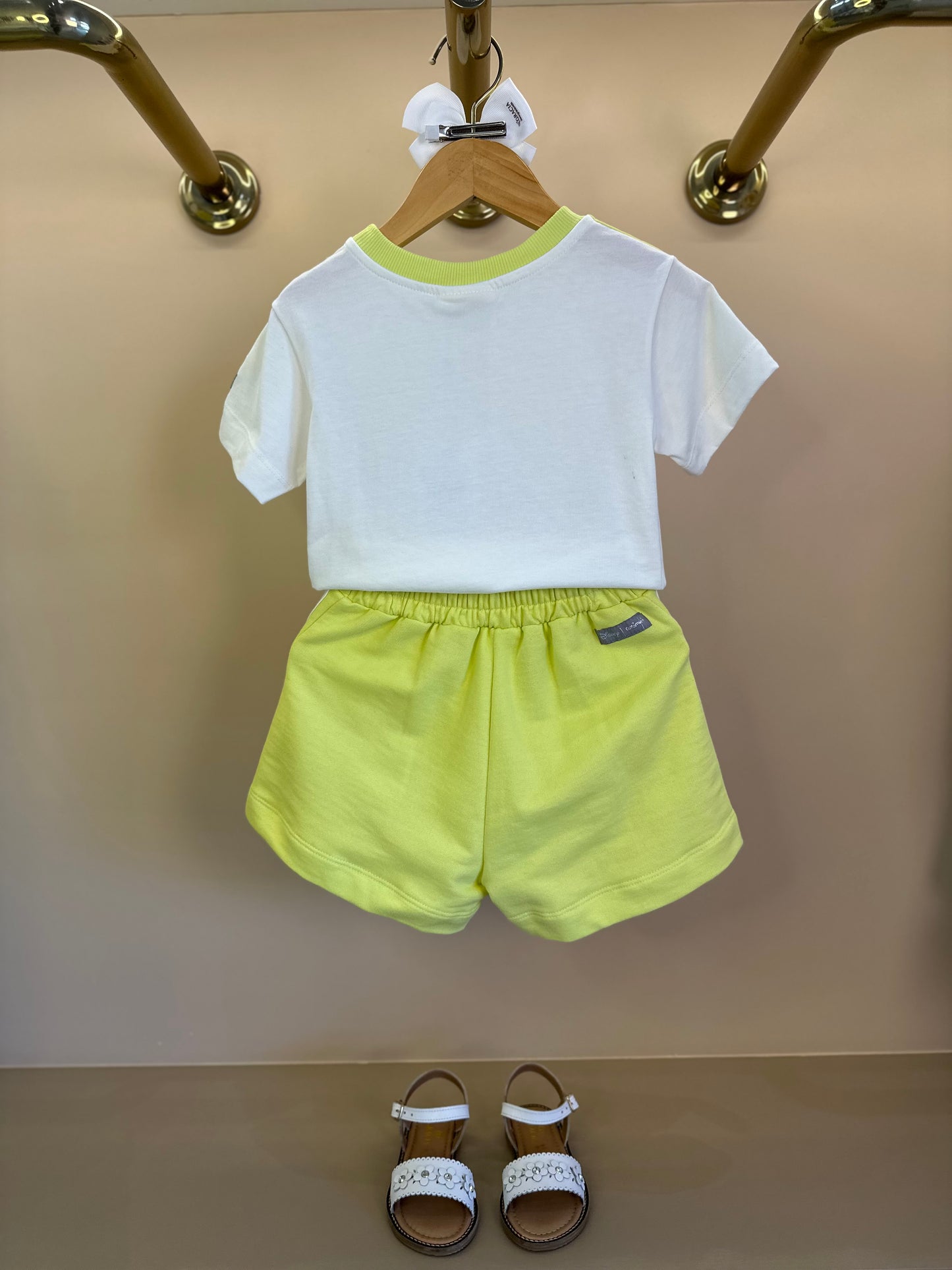 Conjunto Infantil Blusa Tinker Bell e Shorts-Saia Verde Melão - Animê