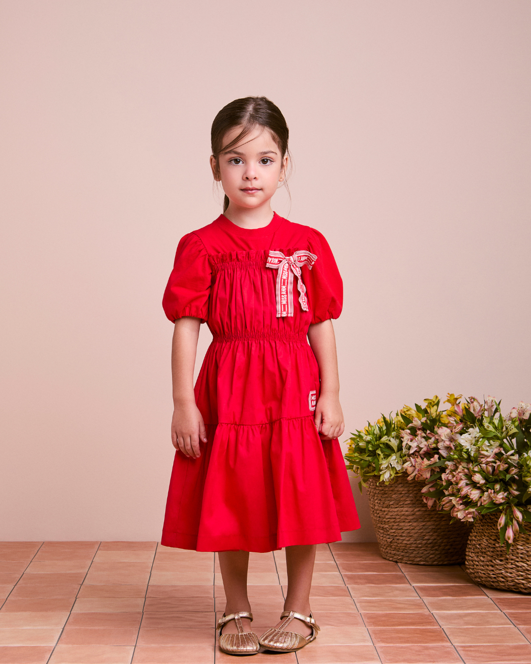 Vestido Infantil Malha Franzida Casual - Animê