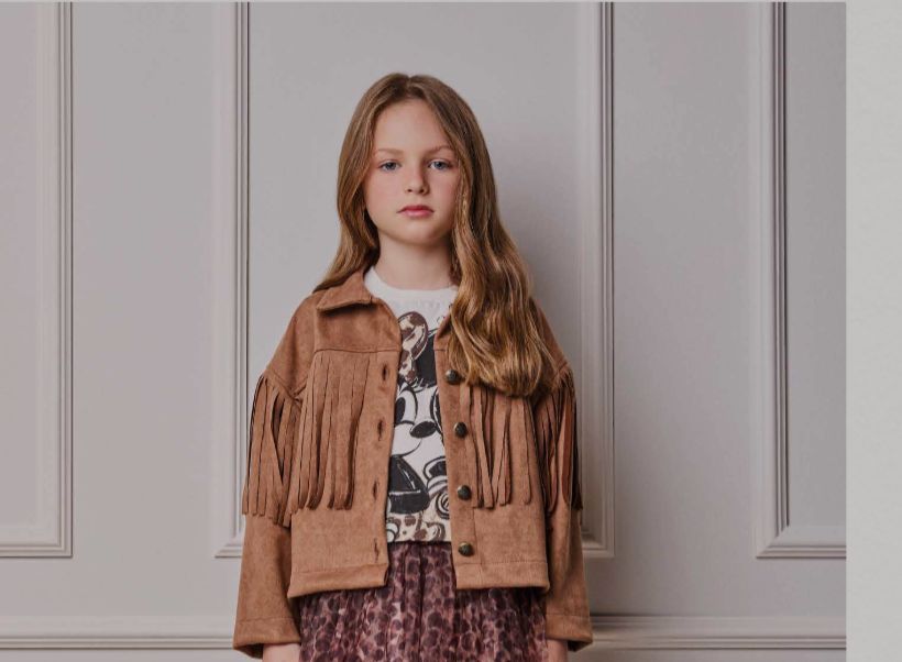 Jaqueta Infantil Suede com Franjas - Animê