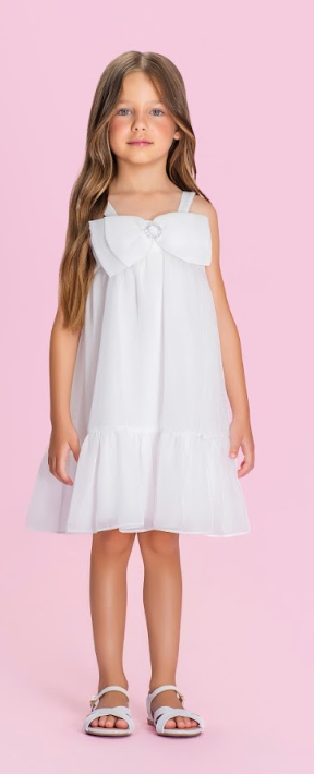 Vestido Infantil Com Maxxi Laço e Babados - Petit Cherie