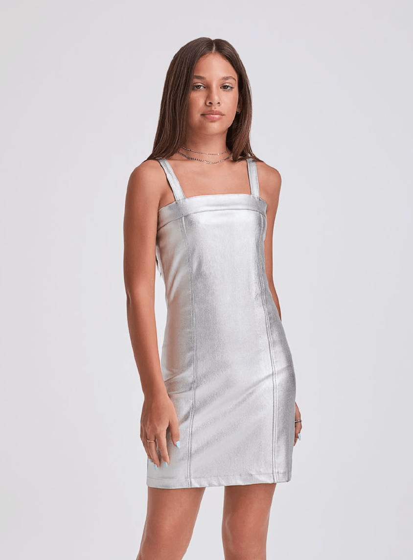Vestido Metalizado Prata - I Am - Gracia