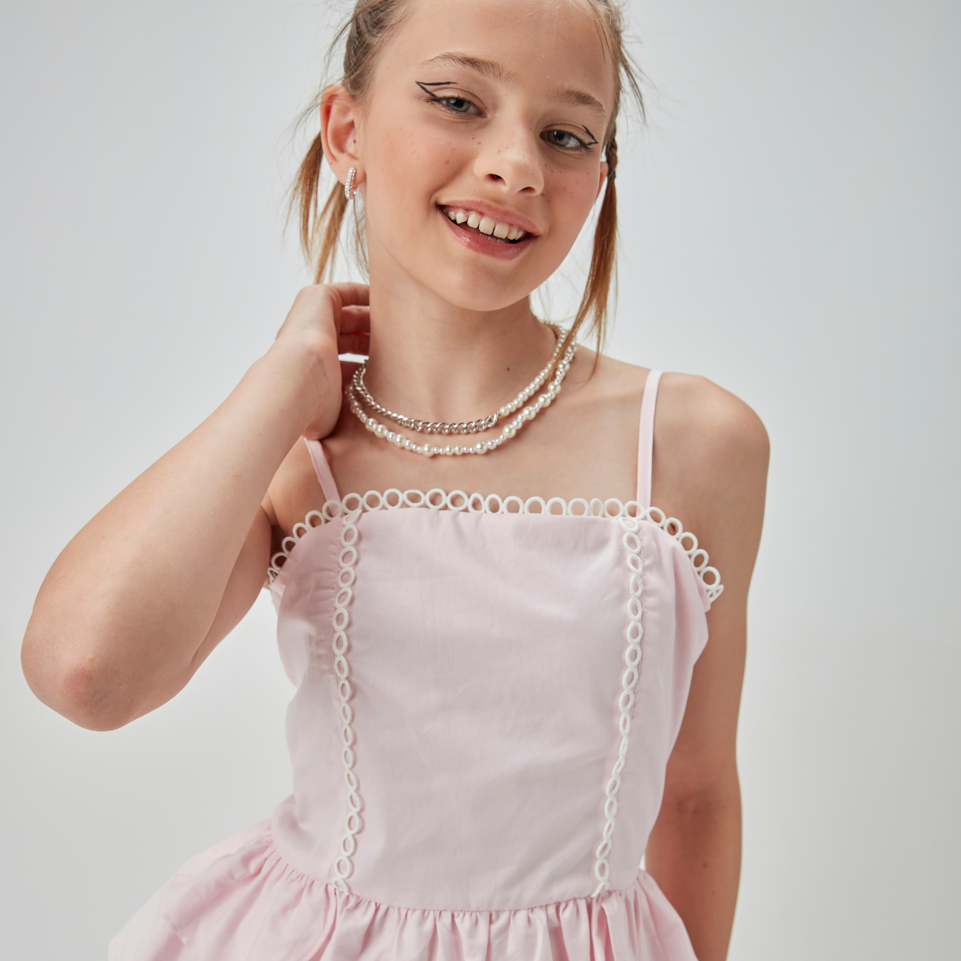 Vestido Teen Camadas Babados Rosa Claro - Two In PRÉ-VENDA