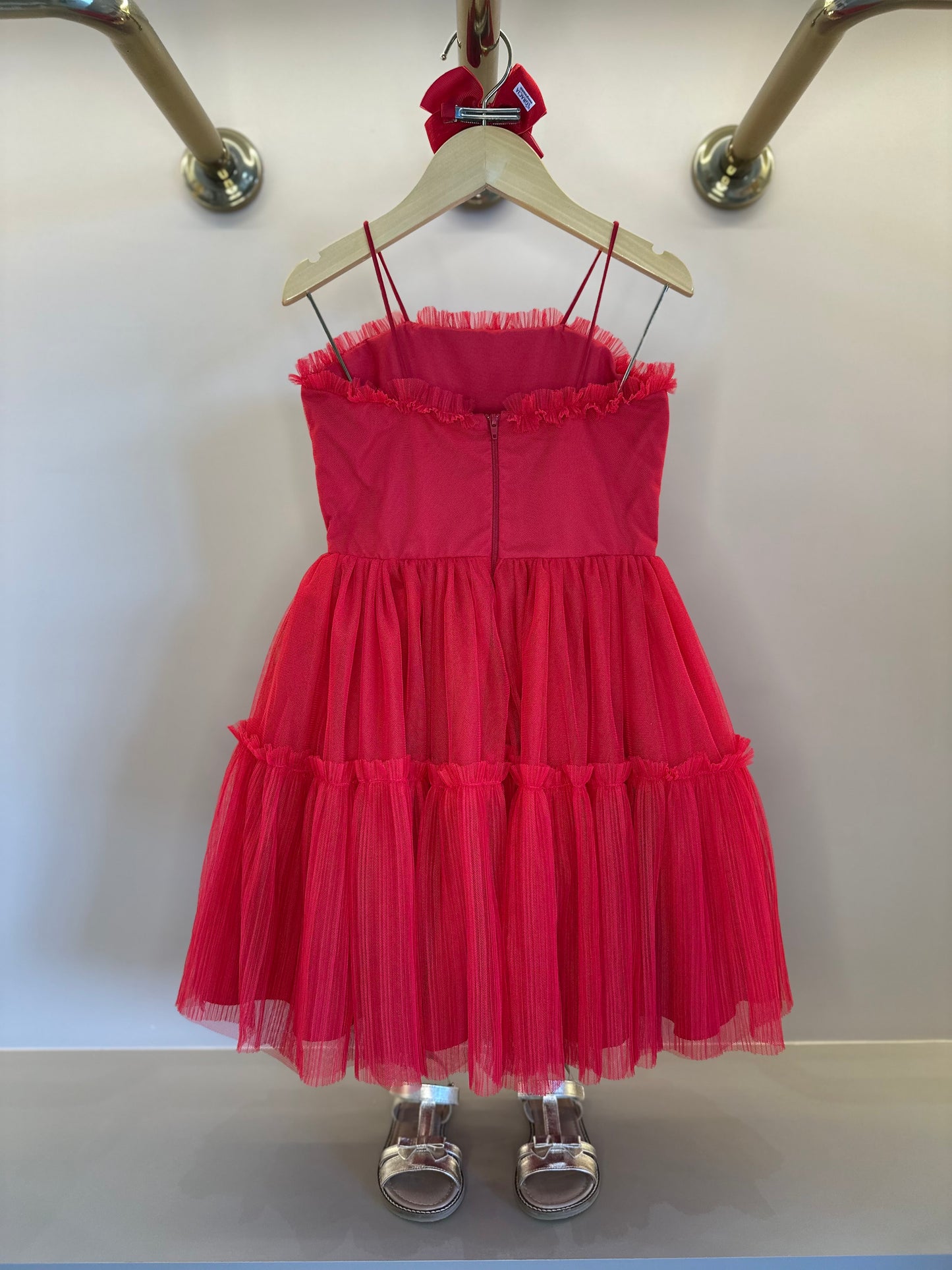 Vestido Infantil Laços Bordados Vermelho - Petit Cherie