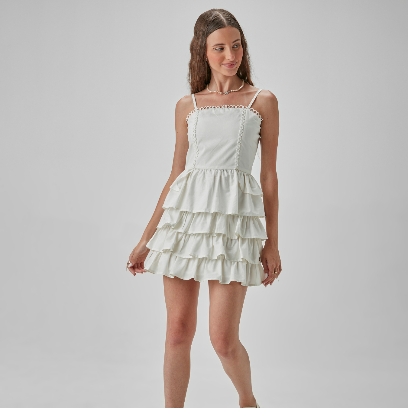 Vestido Teen Camadas Babados Off White - Two In PRÉ-VENDA