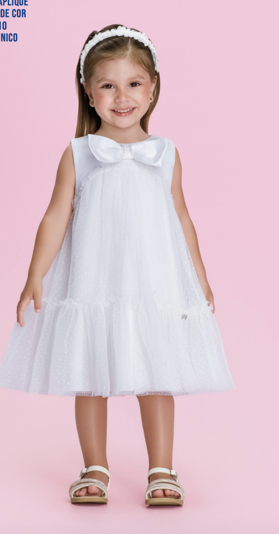 Vestido Infantil Em Tule Com Laço Bridal - Petit Cherie