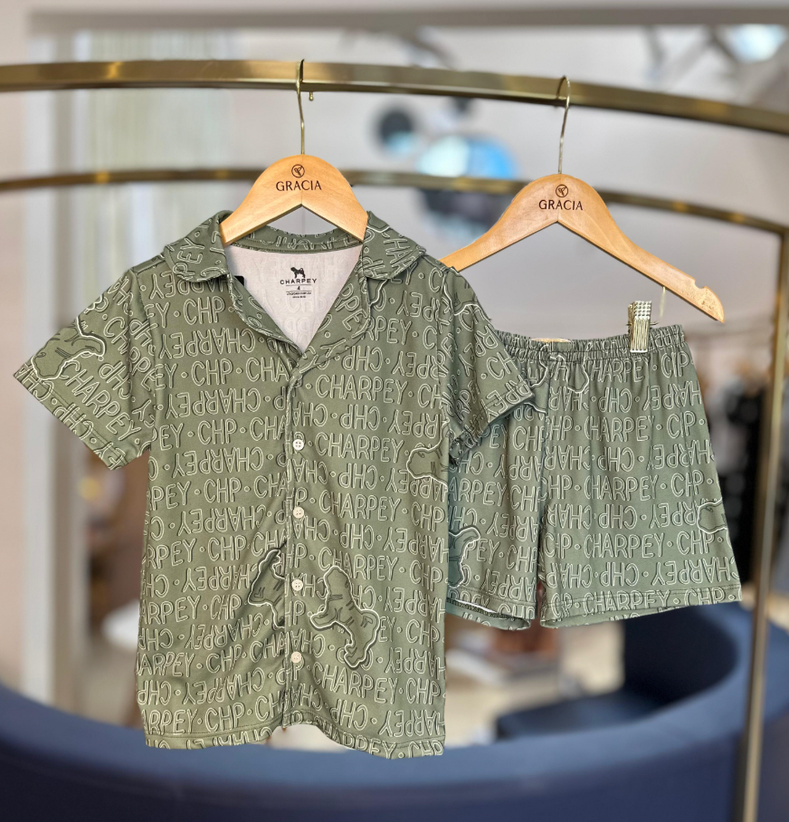 Pijama Infantil Camisa e Shorts Verde - Charpey