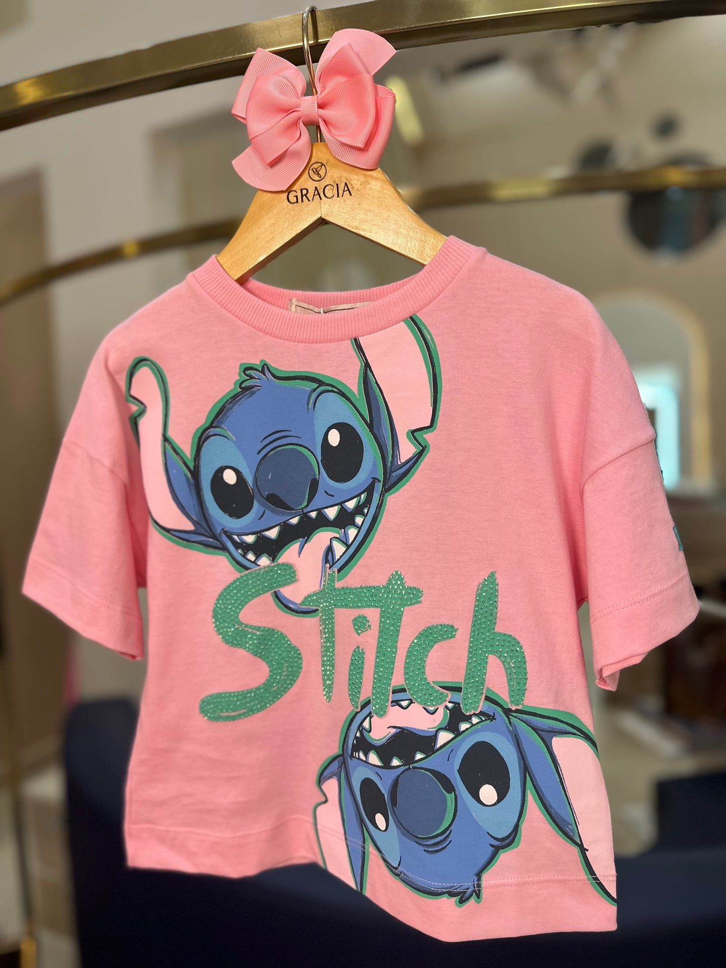 Conjunto Infantil Stitch Tshirt e Shorts-saia Jeans - Animê