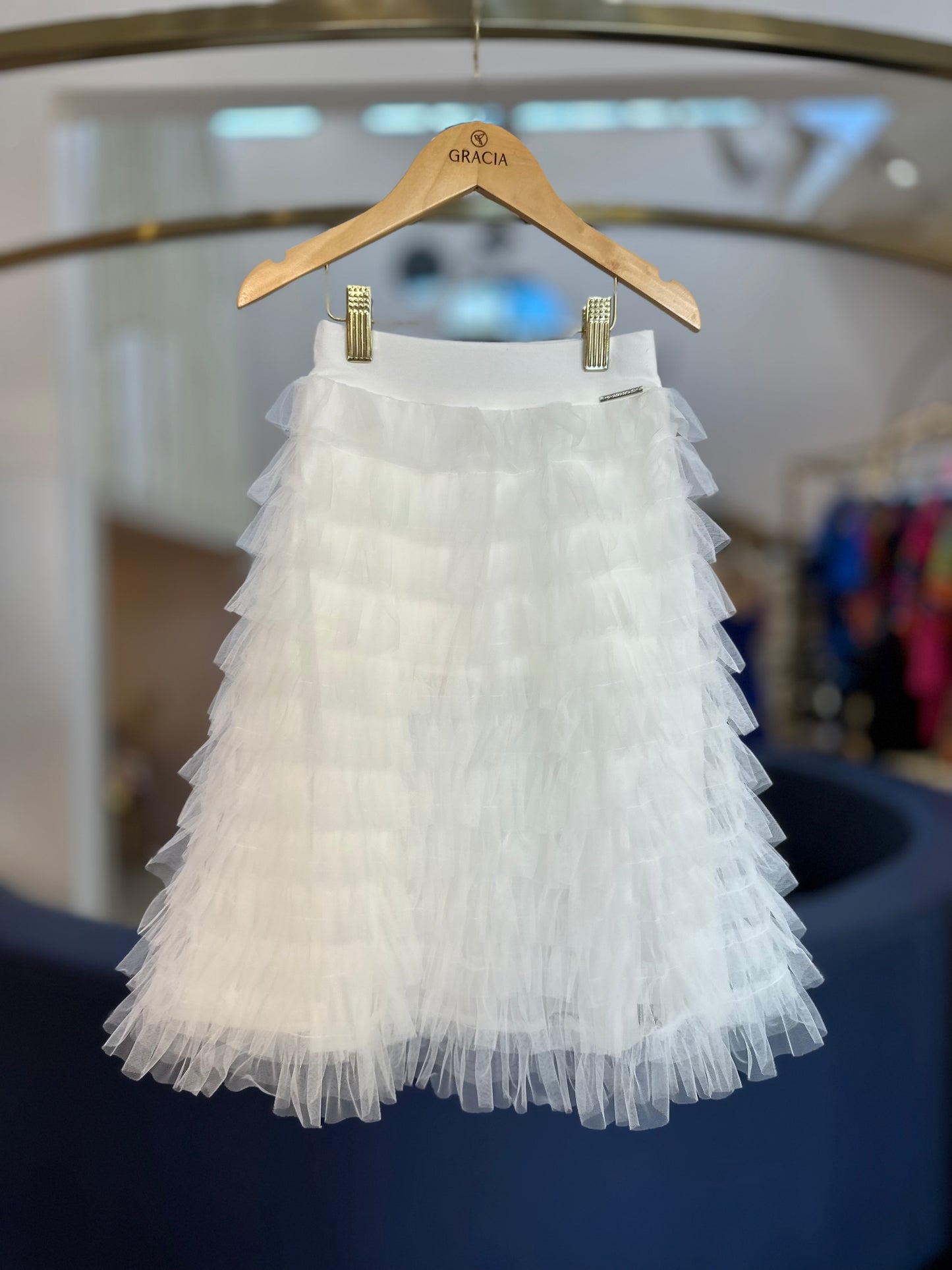 Conjunto Infantil Conceito Blusa Laço Renda e Saia Midi Tule Babados - Pituchinhus