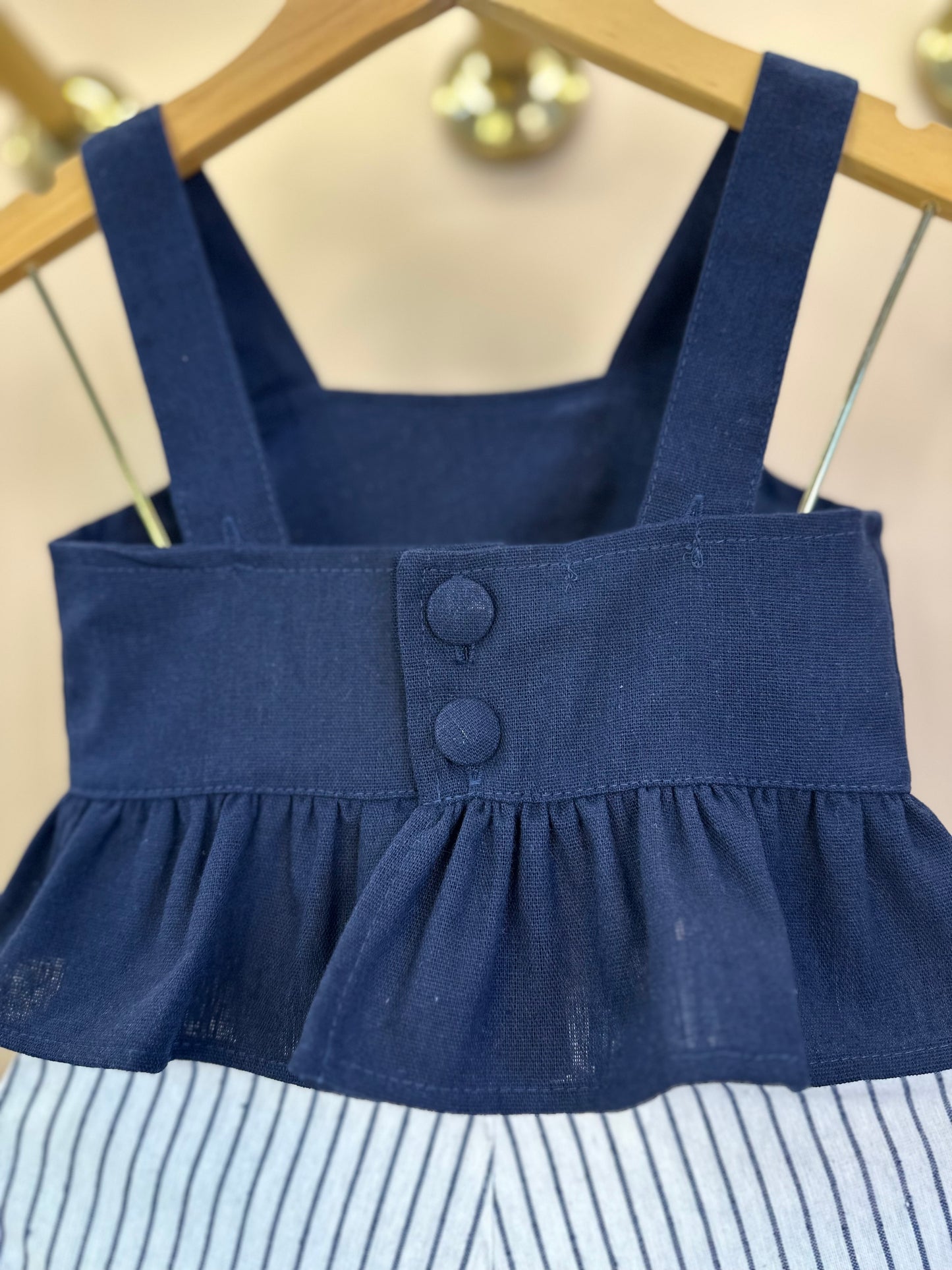 Conjunto Infantil Blusa Peplum e Shorts Navy - Luluzinha