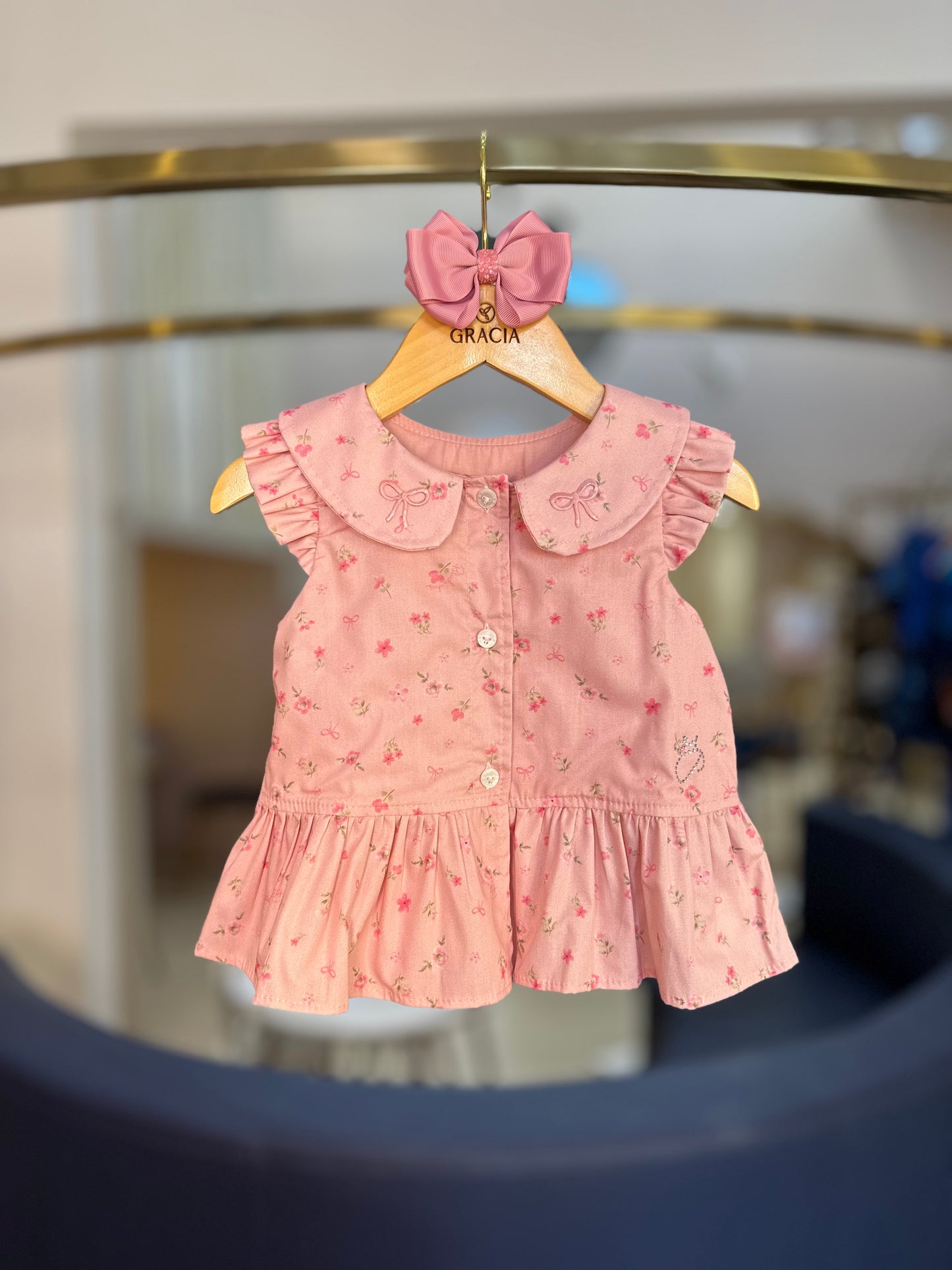 Conjunto Infantil Blusa Peplum e Calça Pantacourt Mini Flores - Pituchinhus