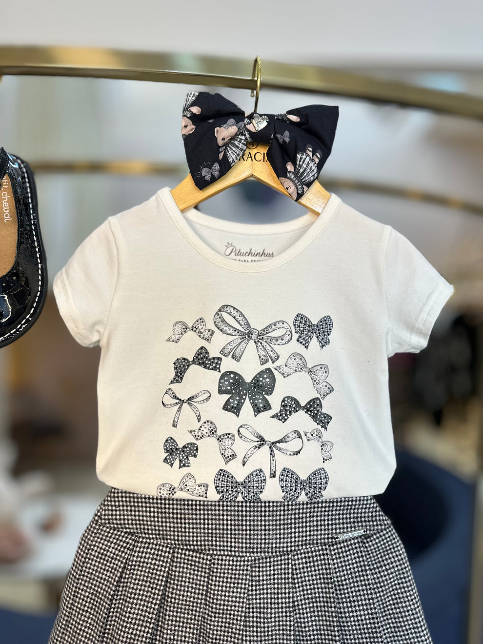 Blusa Infantil de Algodão Multi-Laços e Cristais - Pituchinhus