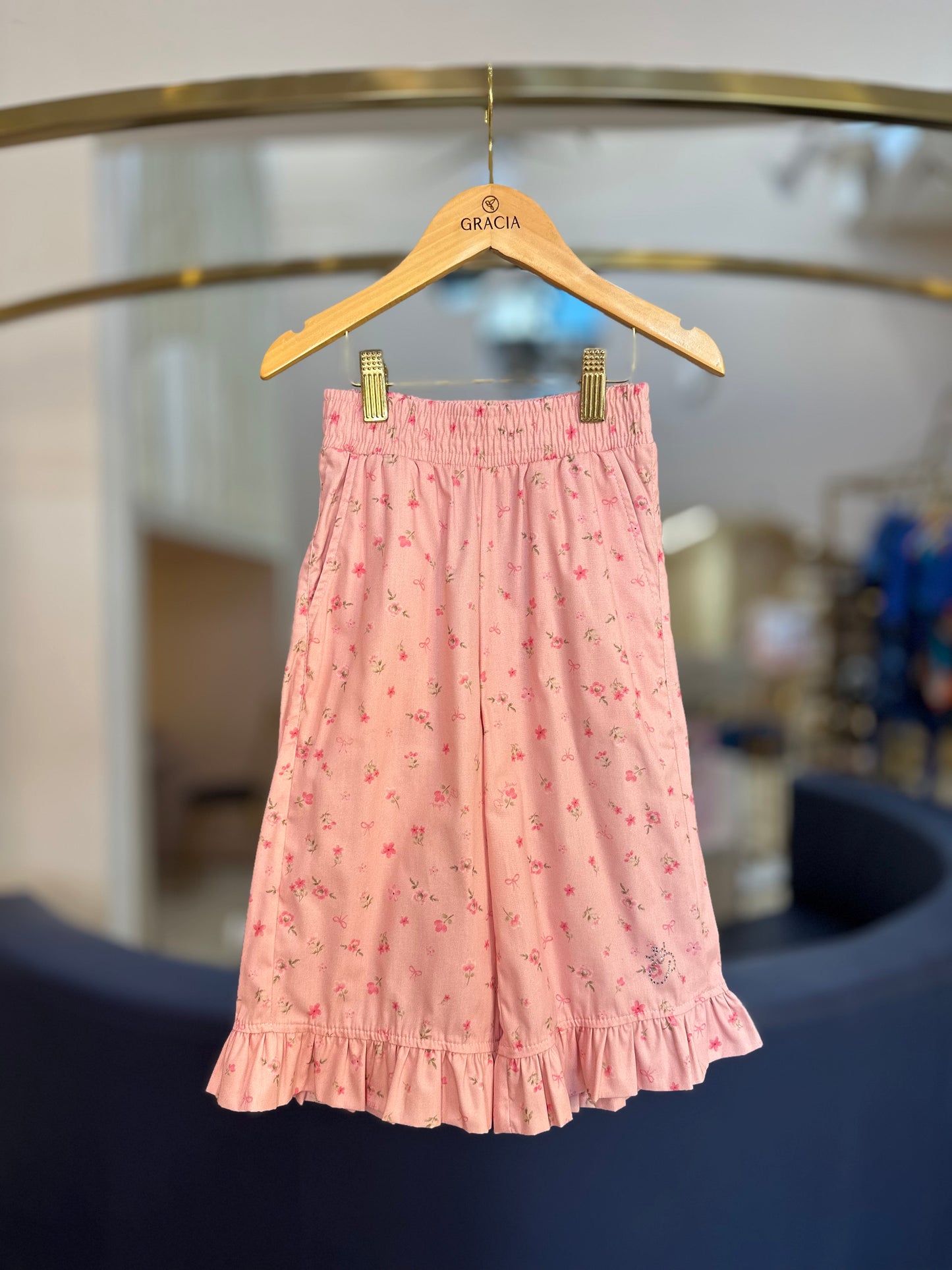 Conjunto Infantil Blusa Peplum e Calça Pantacourt Mini Flores - Pituchinhus