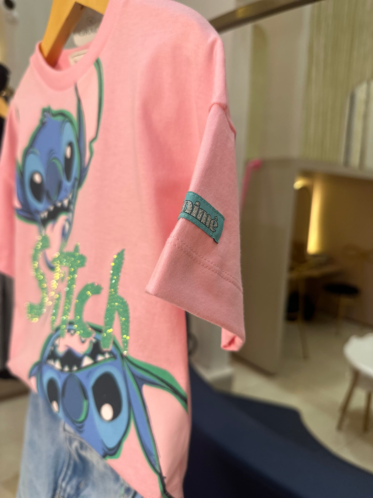Conjunto Infantil Stitch Tshirt e Shorts-saia Jeans - Animê