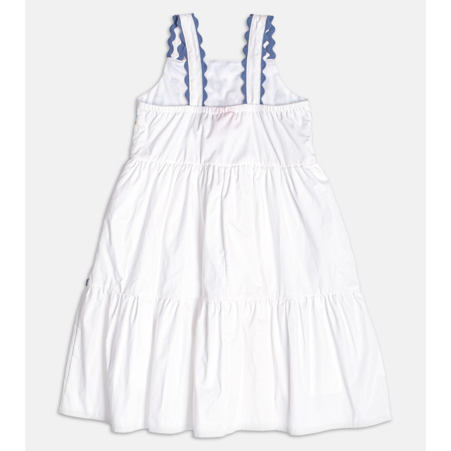 Vestido Infantil Bordado Flores Azuis - Momi PRÉ-VENDA