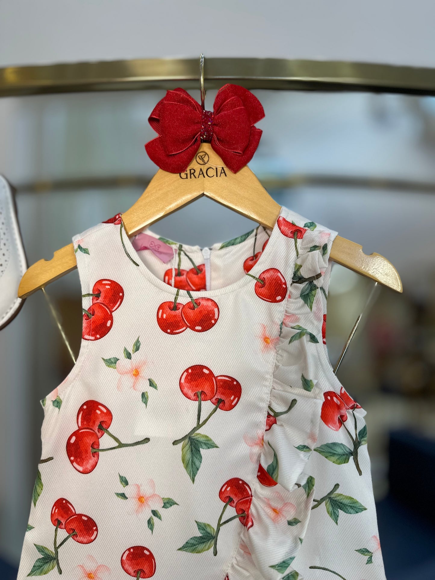 Vestido Infantil Trapézio Cerejinha - Luluzinha