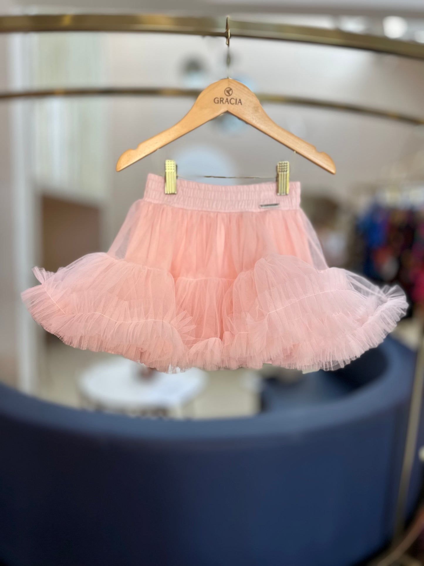 Conjunto Infantil Blusa Cropped Maxi Laço Bordado e Saia-shorts Babado Frufru Tule Rosa Baby - Pituchinhus