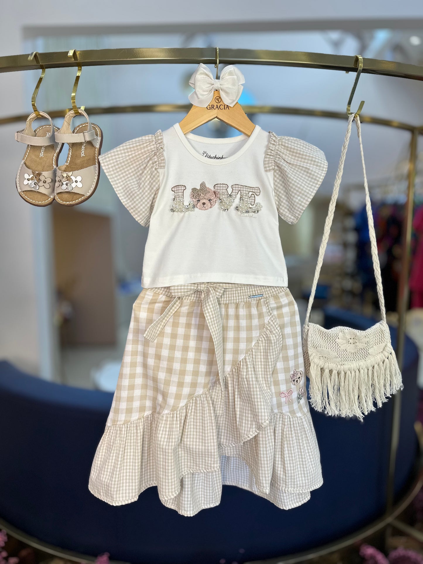 Bolsa Infantil Tricot Tiracolo Franjas Boho Ninive - Pituchinhus