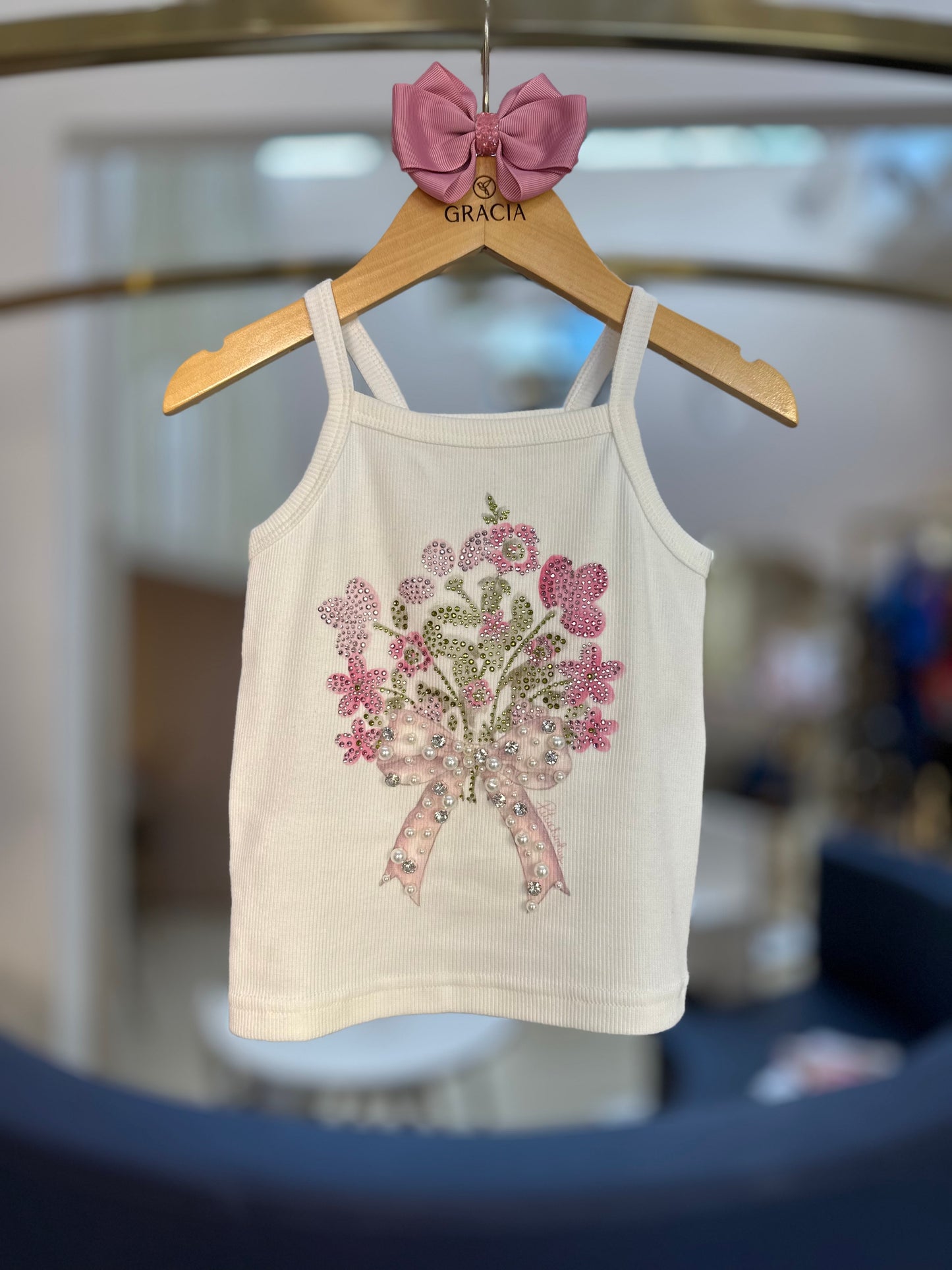 Blusa Infantil Bouquet Flores Laço Bordado - Pituchinhus