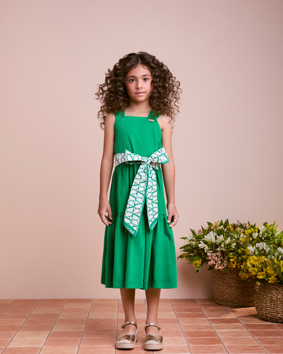 Vestido Infantil Malha com Amarração Laço - Animê