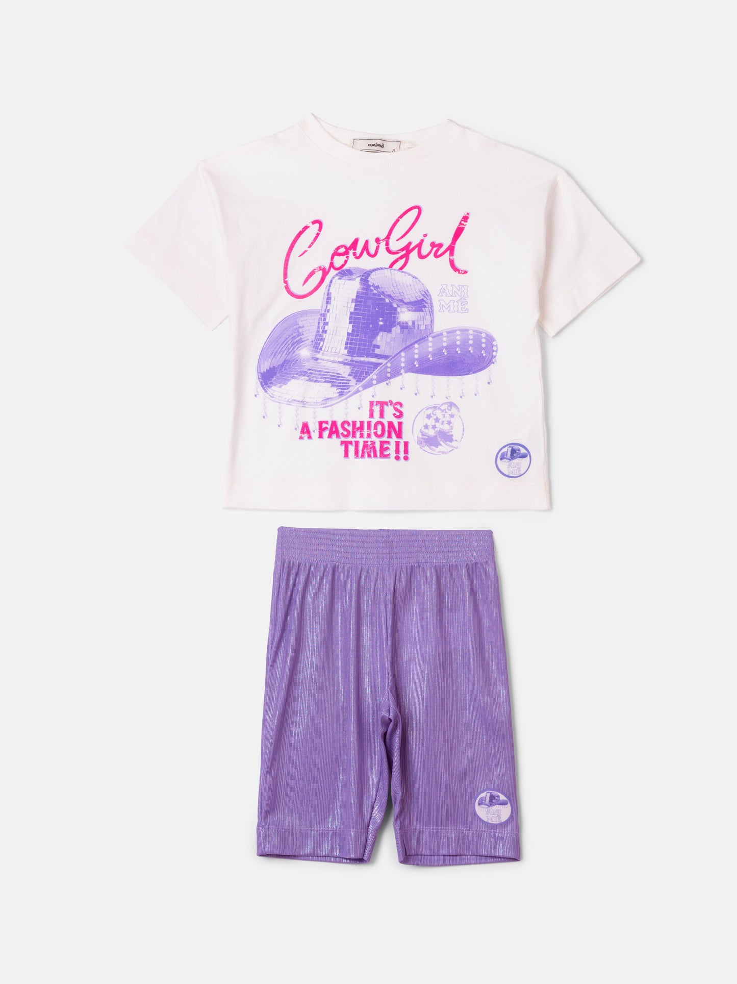 Conjunto Infantil Blusa e Bermuda Summer Collection Lilás - Animê