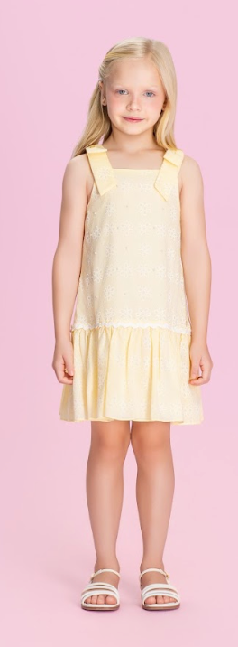 Vestido Infantil Texturizado Com Brilho e Babados - Petit Cherie