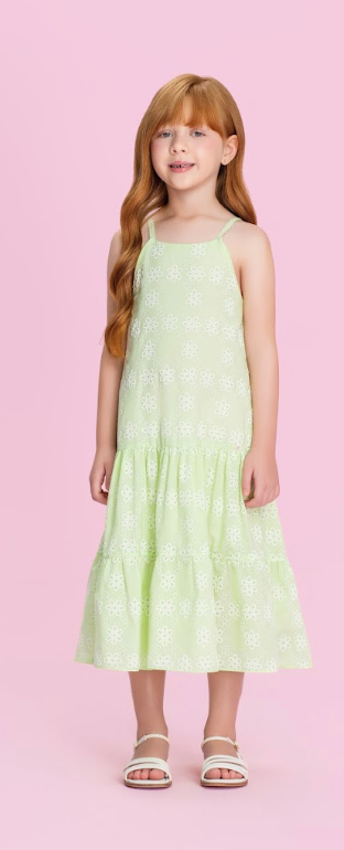 Vestido Infantil Midi Estampa Floral - Petit Cherie