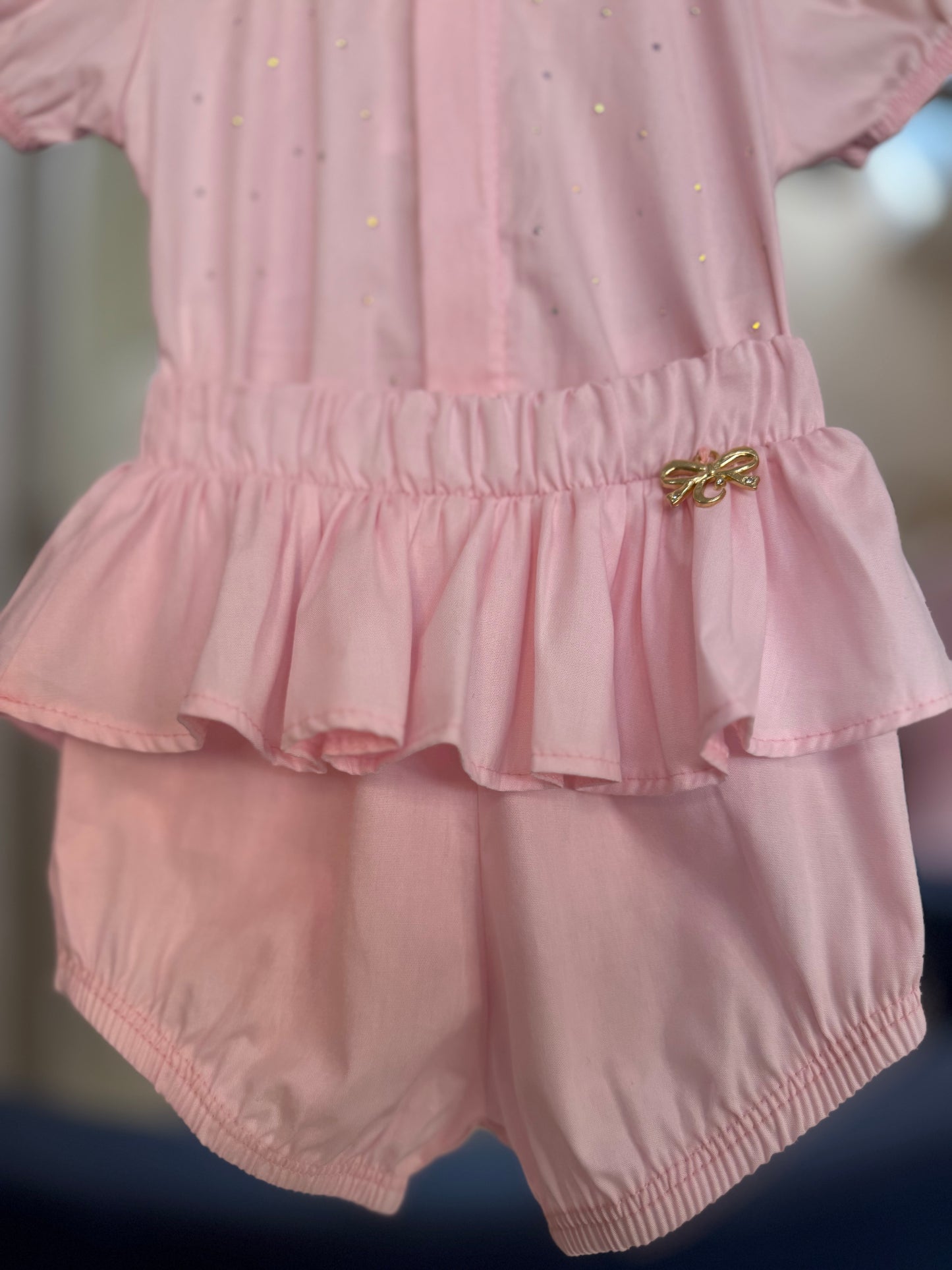 Conjunto Bebê Body e Shorts Algodão Aplicações Strass - Charpey