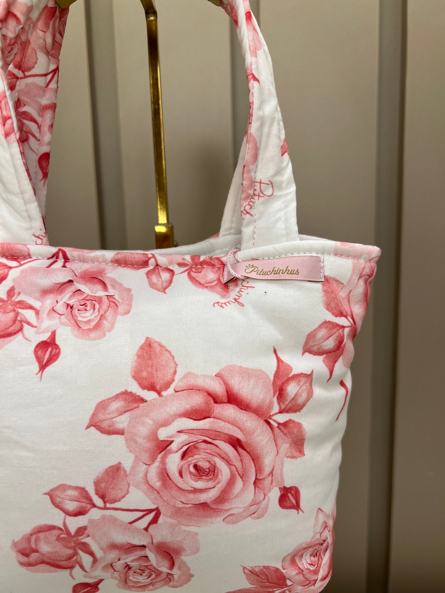 Bolsa Infantil Algodão Laços Florais Rosa - Pituchinhus