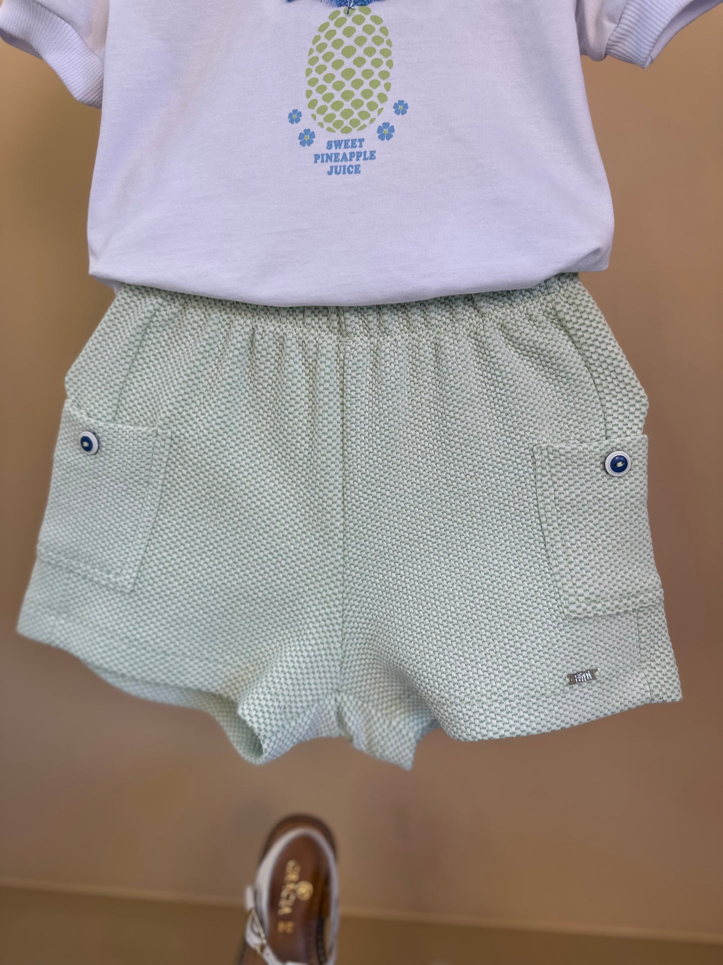 Conjunto Infantil Blusa Abacaxi Bordado e Shorts Bolsos - Beabá