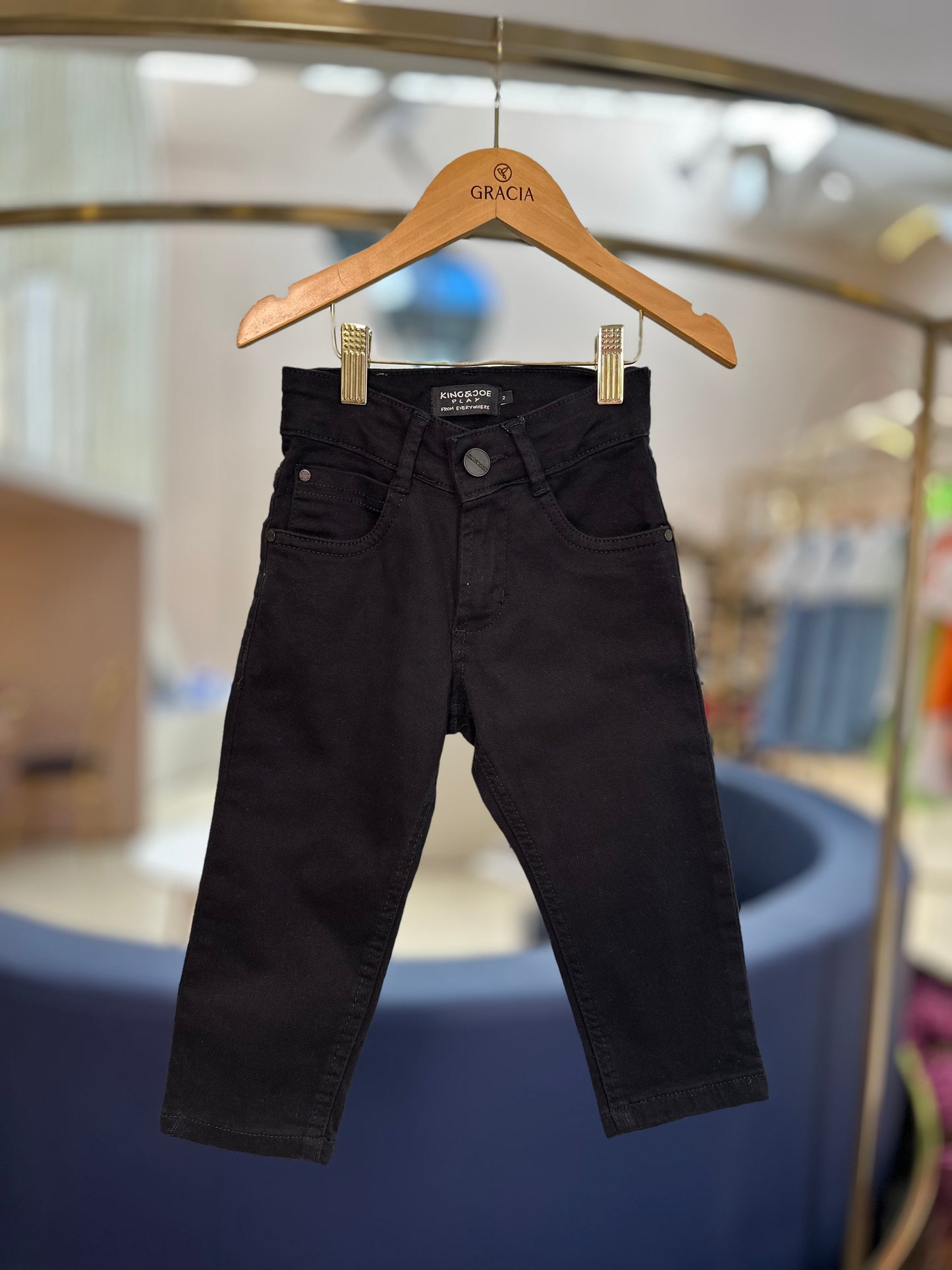 Calça skinny de sarja preta King & Joe Play