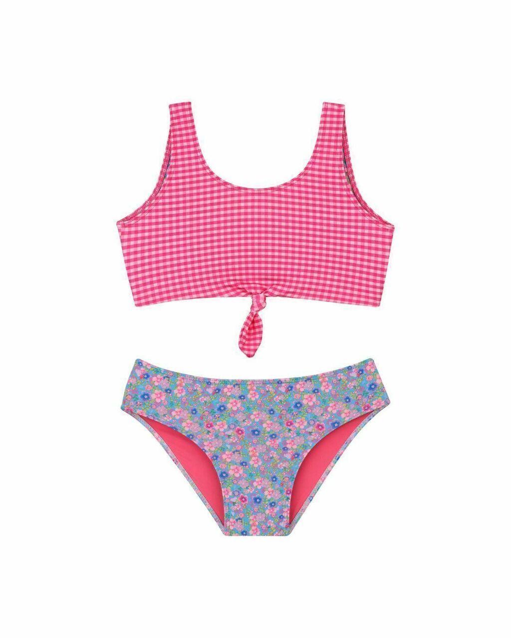 Biquíni Infantil Nó Floral com Xadrez - L'été