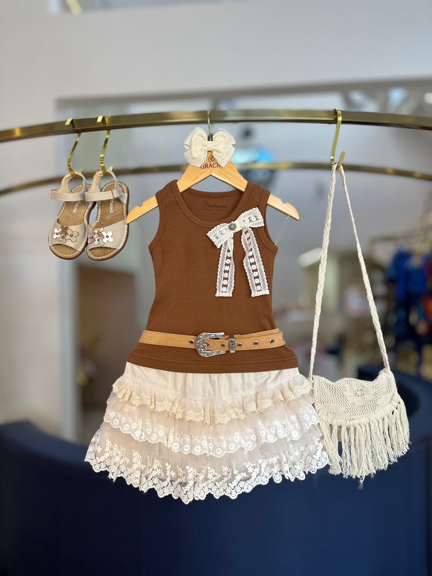 Bolsa Infantil Tricot Tiracolo Franjas Boho Ninive - Pituchinhus