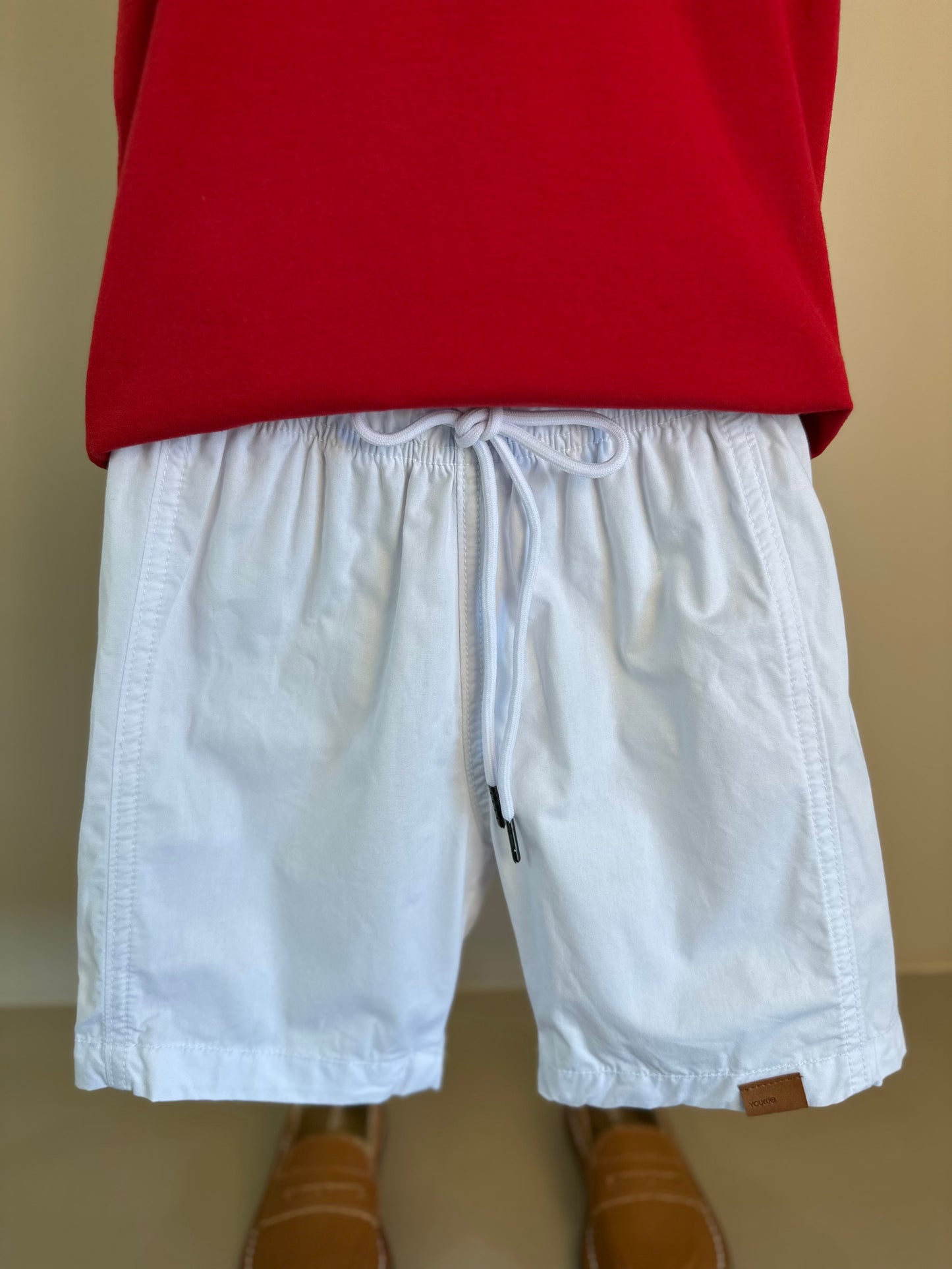 Conjunto Infantil Camiseta Polo e Bermuda Off White - Youccie