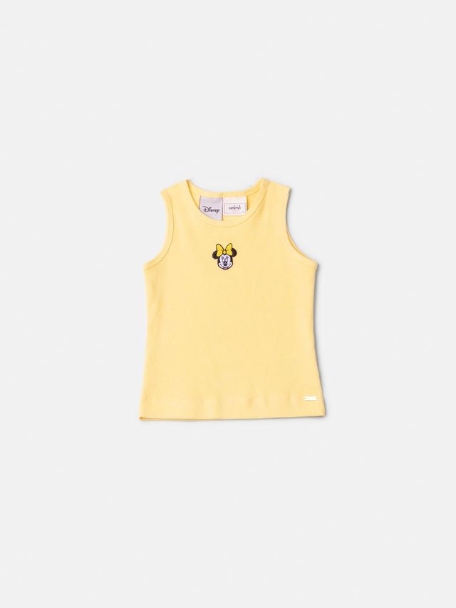 Conjunto Infantil Blusa Daisy Amarela e Shorts Couro Tech - Animê