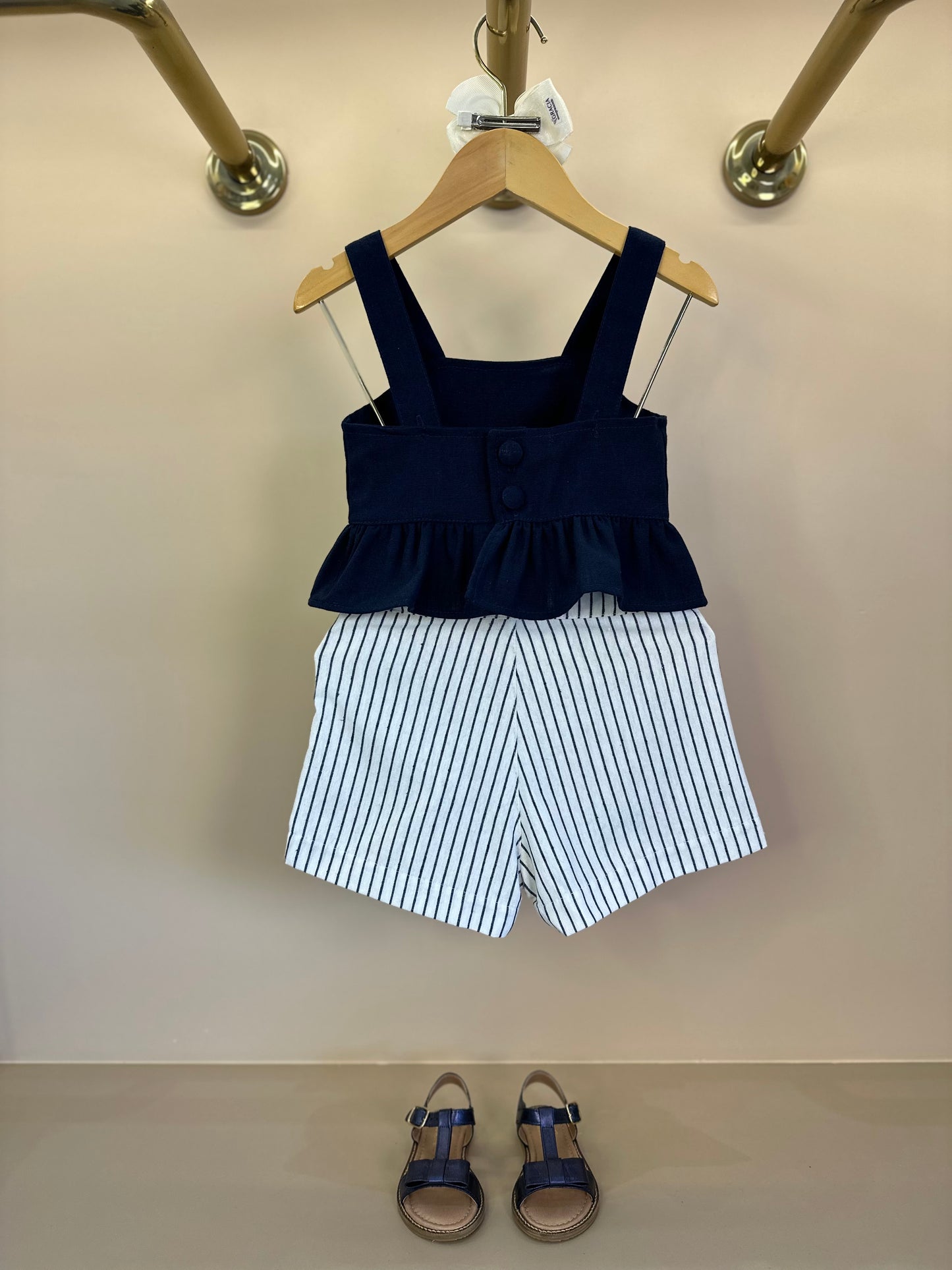 Conjunto Infantil Blusa Peplum e Shorts Navy - Luluzinha