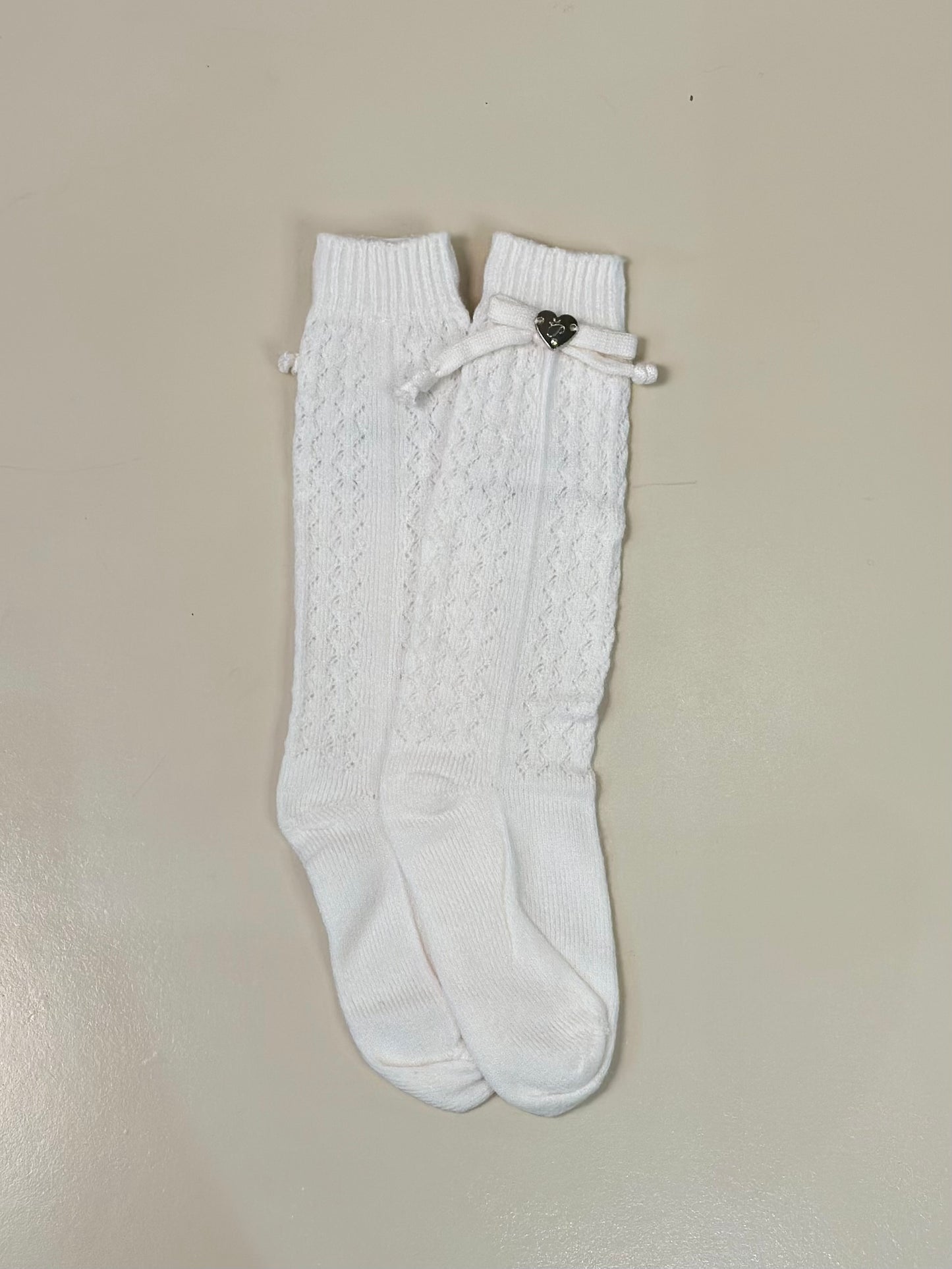 Meia Infantil Tricot Ponto Rendado Lacinhos - Pituchinhus