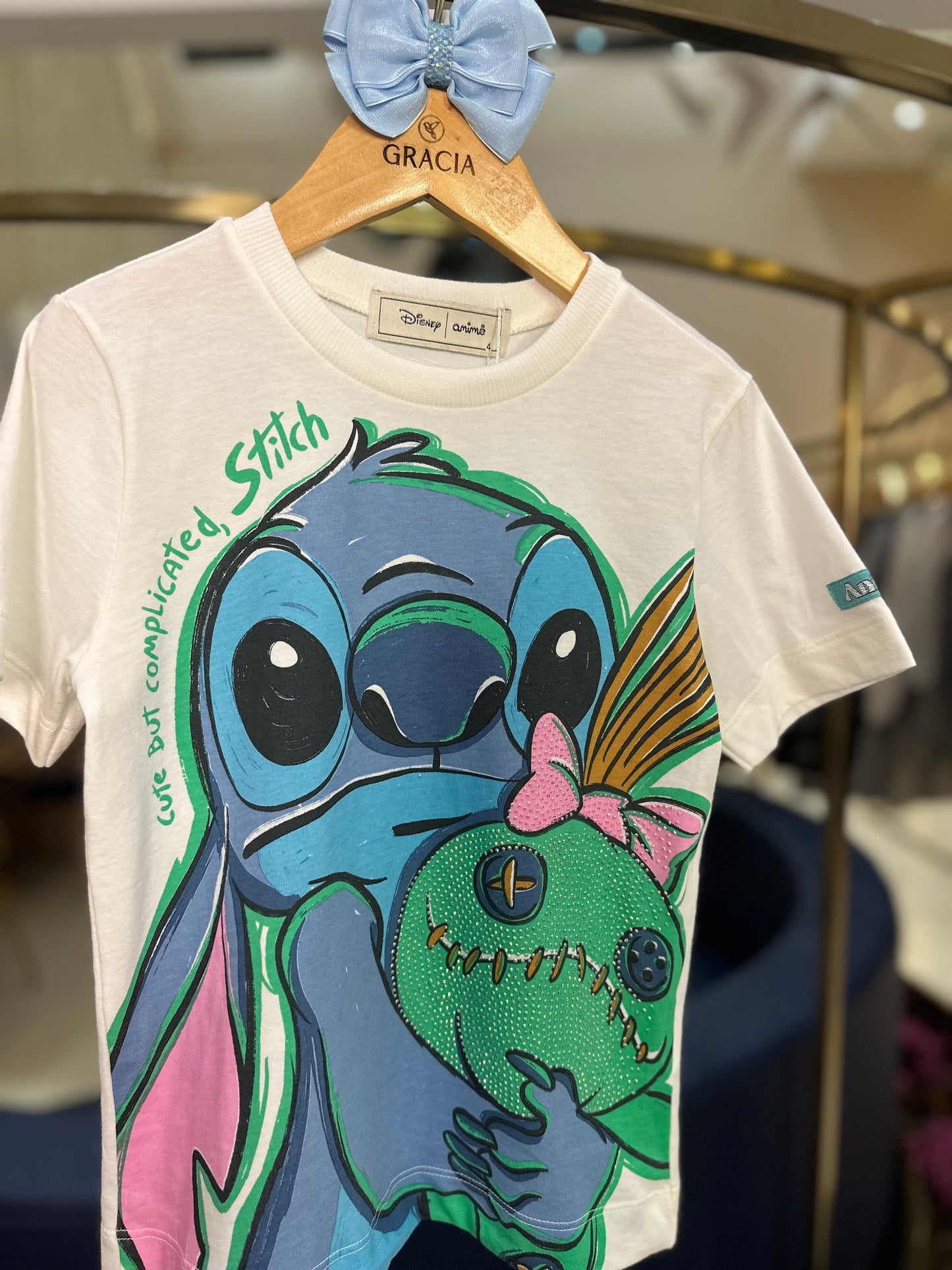 Conjunto Infantil Stitch e Xepa Blusa e Saia Metalizada - Animê